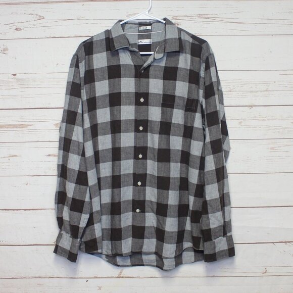 Peter Millar Kent Buffalo Check Button Down Cotton Long Sleeve Shirt Large - Picture 5 of 11